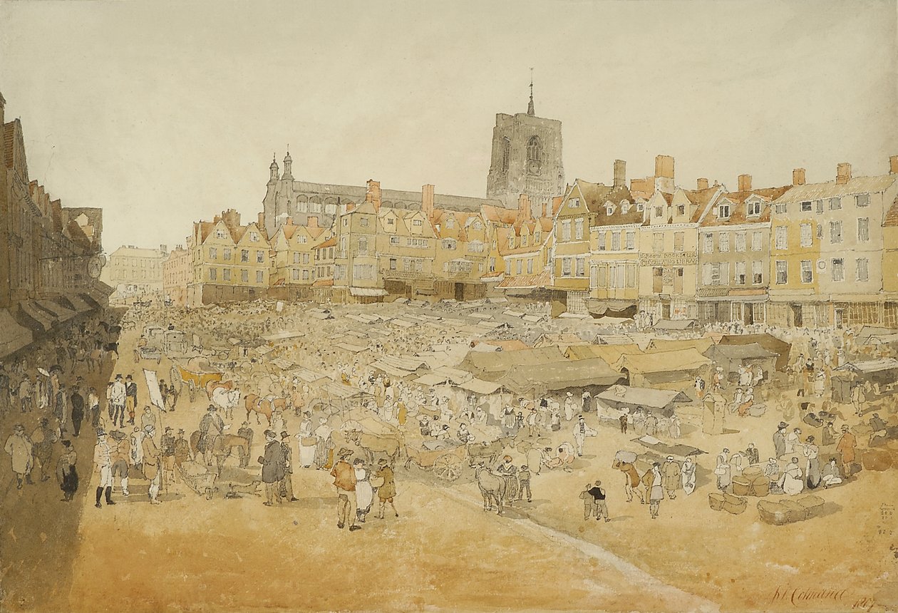 Der Marktplatz, Norwich, aufgenommen von Mr. Cooper, 1807 von John Sell Cotman