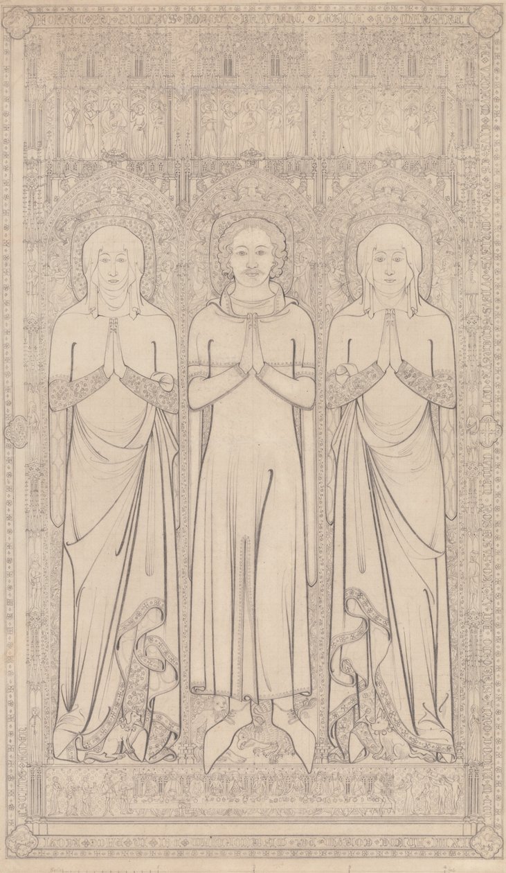 Das Grabmessing von Robert Braunche und seinen zwei Ehefrauen in der St. Margaret