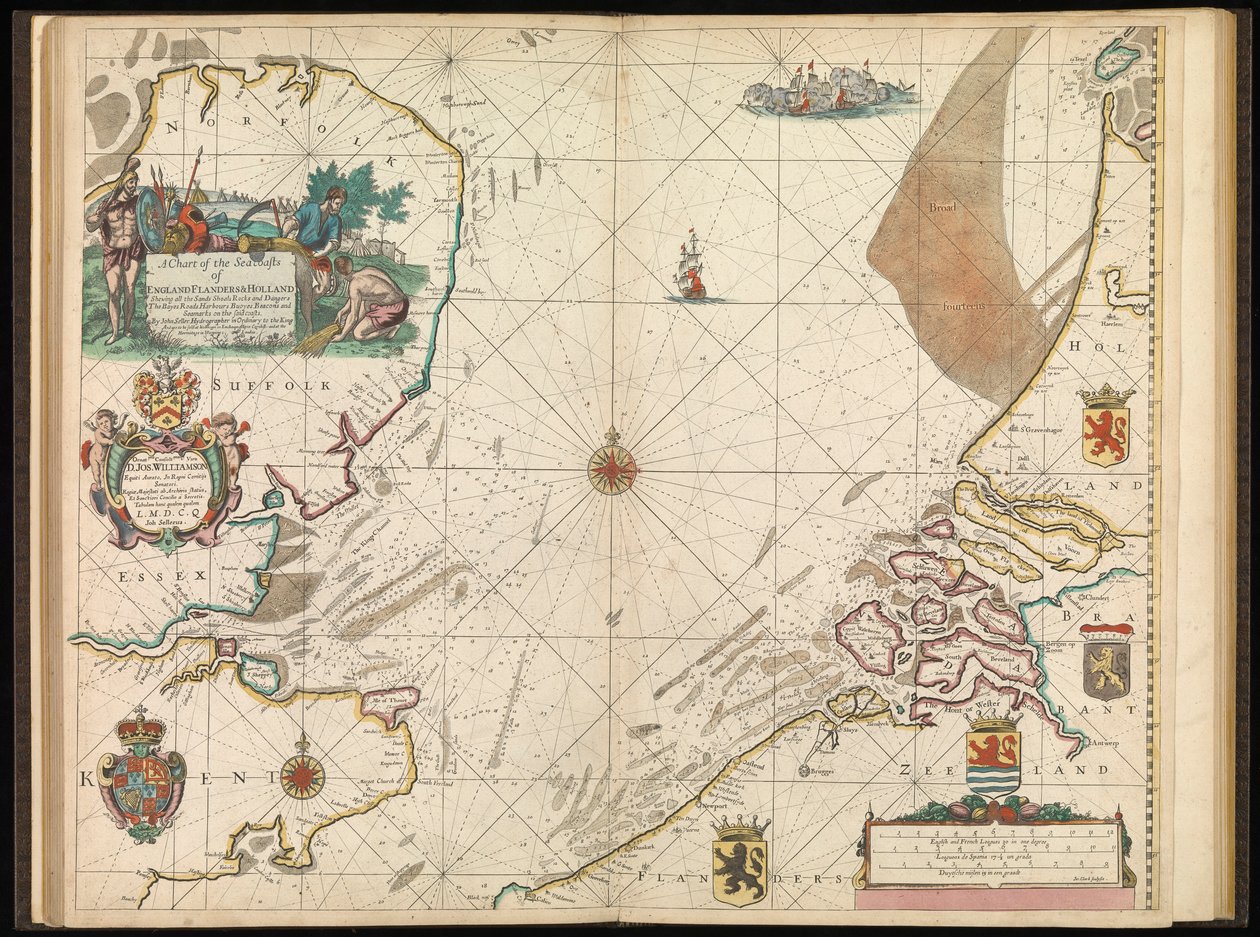 Eine Karte der Seeküsten von England, Flandern und Holland, ca. 1672 von John Seller