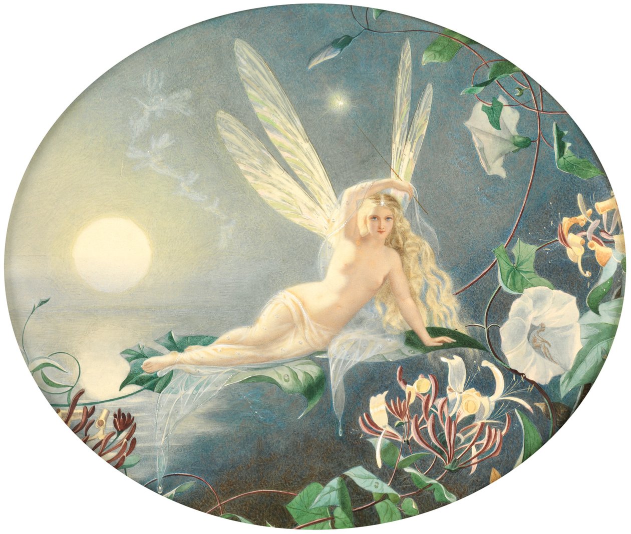 Fee, die auf einem Blatt ruht, ca. 1860 von John Simmons