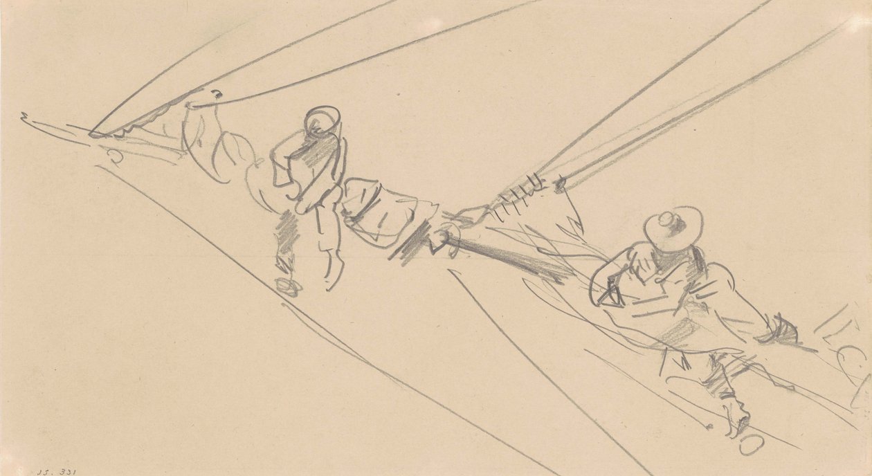 Männer auf einem Spar, ca. 1876 von John Singer Sargent