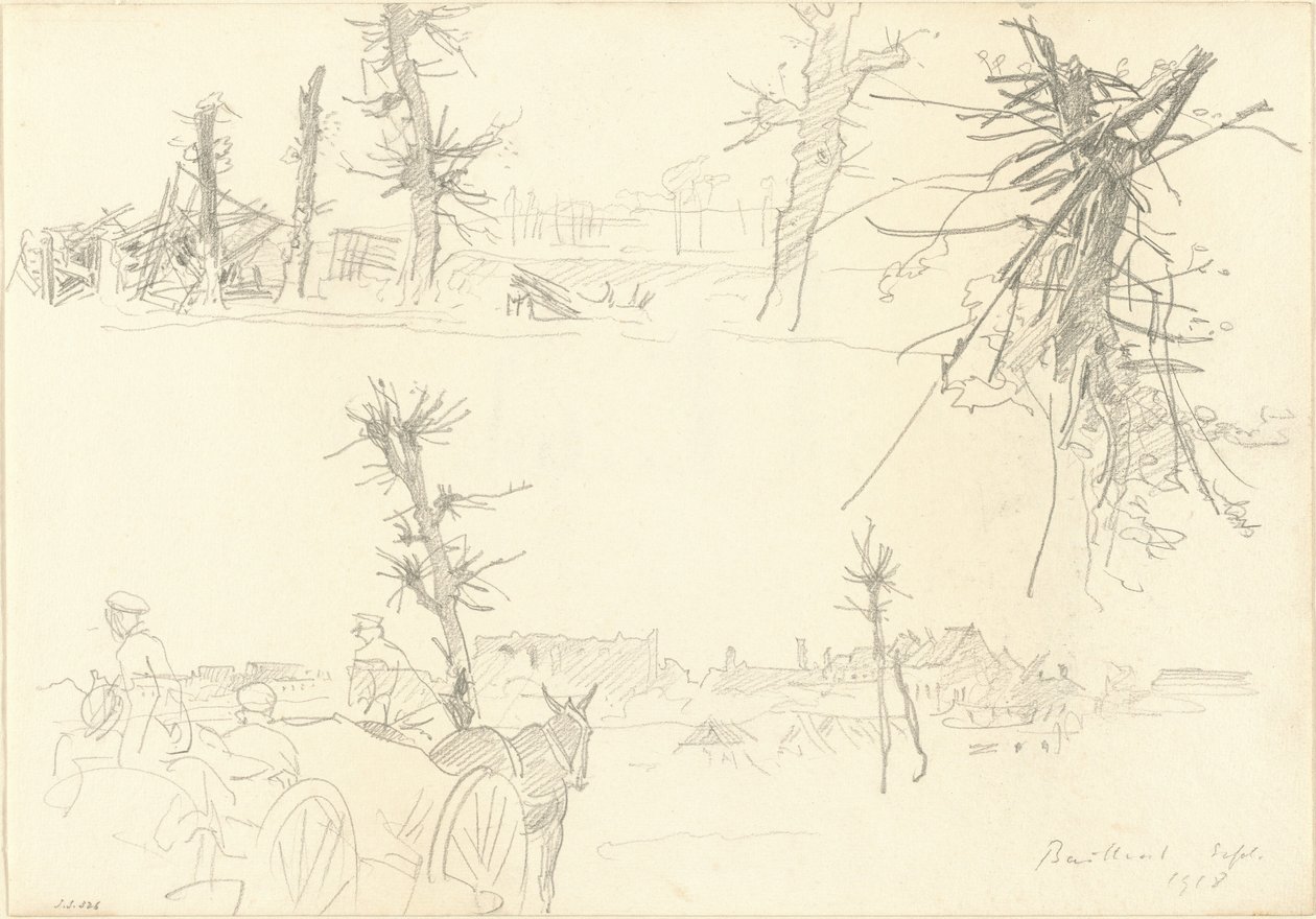 Soldaten in einer verwüsteten Landschaft [recto], 1918 von John Singer Sargent