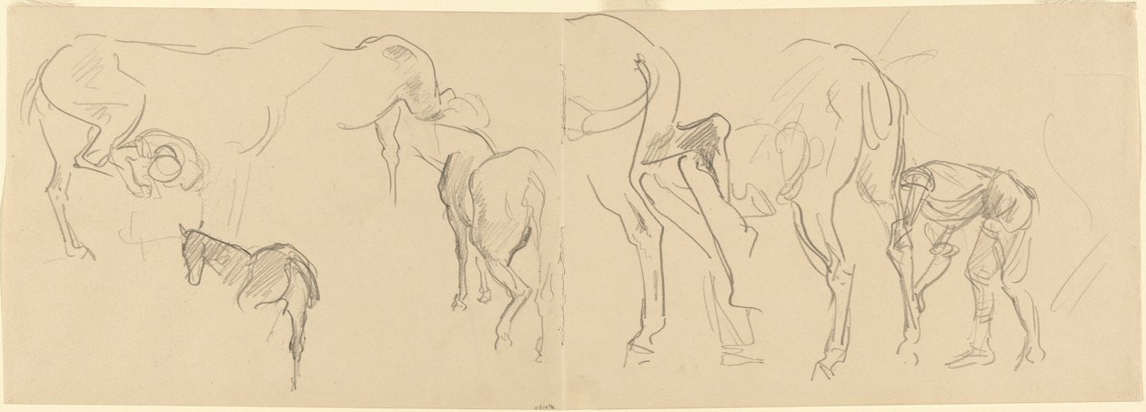 Studien zum Beschlagen von Kavalleriepferden an der Front [recto], 1918 von John Singer Sargent