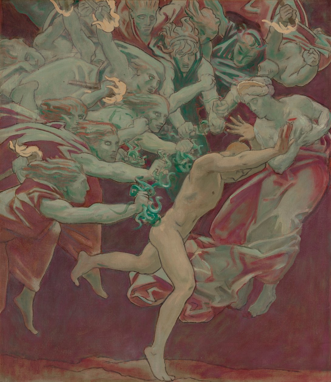 Studie für das Museum of Fine Arts, Boston, Wandgemälde: Orestes und die Furien von John Singer Sargent
