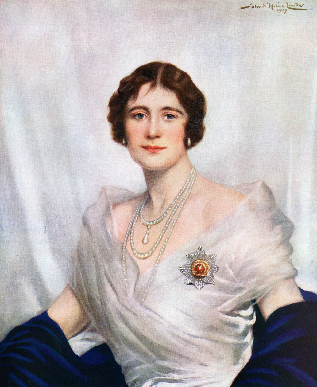 Krönungsporträt von Königin Elizabeth, der Königinmutter im Jahr 1937 von John St. Helier Lander