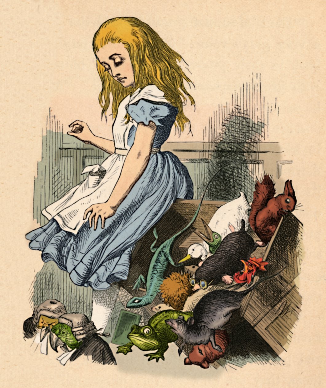 Alice und Tiere. Chaos und der Hof, 1889 von John Tenniel