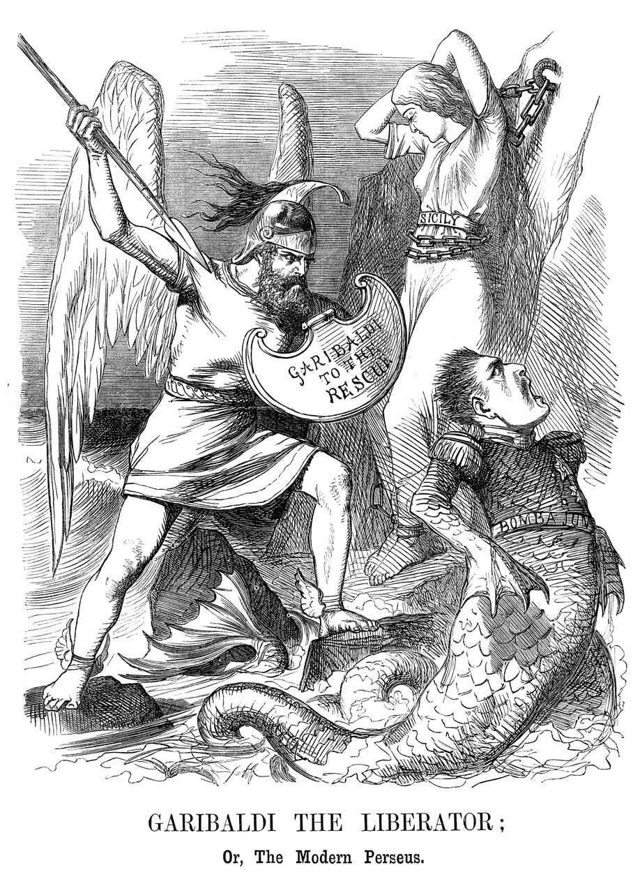 Giuseppe Garibaldi, Eroberung von Sizilien und Neapel für das neue Königreich Italien, 1860 von John Tenniel