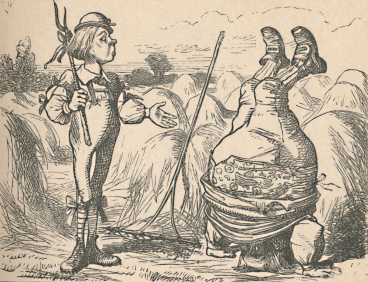 Der Jugendliche spricht mit seinem Vater, der einen Handstand macht, 1889 von John Tenniel