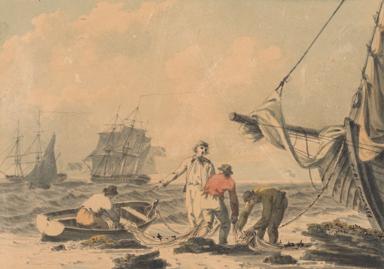 Küstenszene mit Figuren von John Thomas Serres
