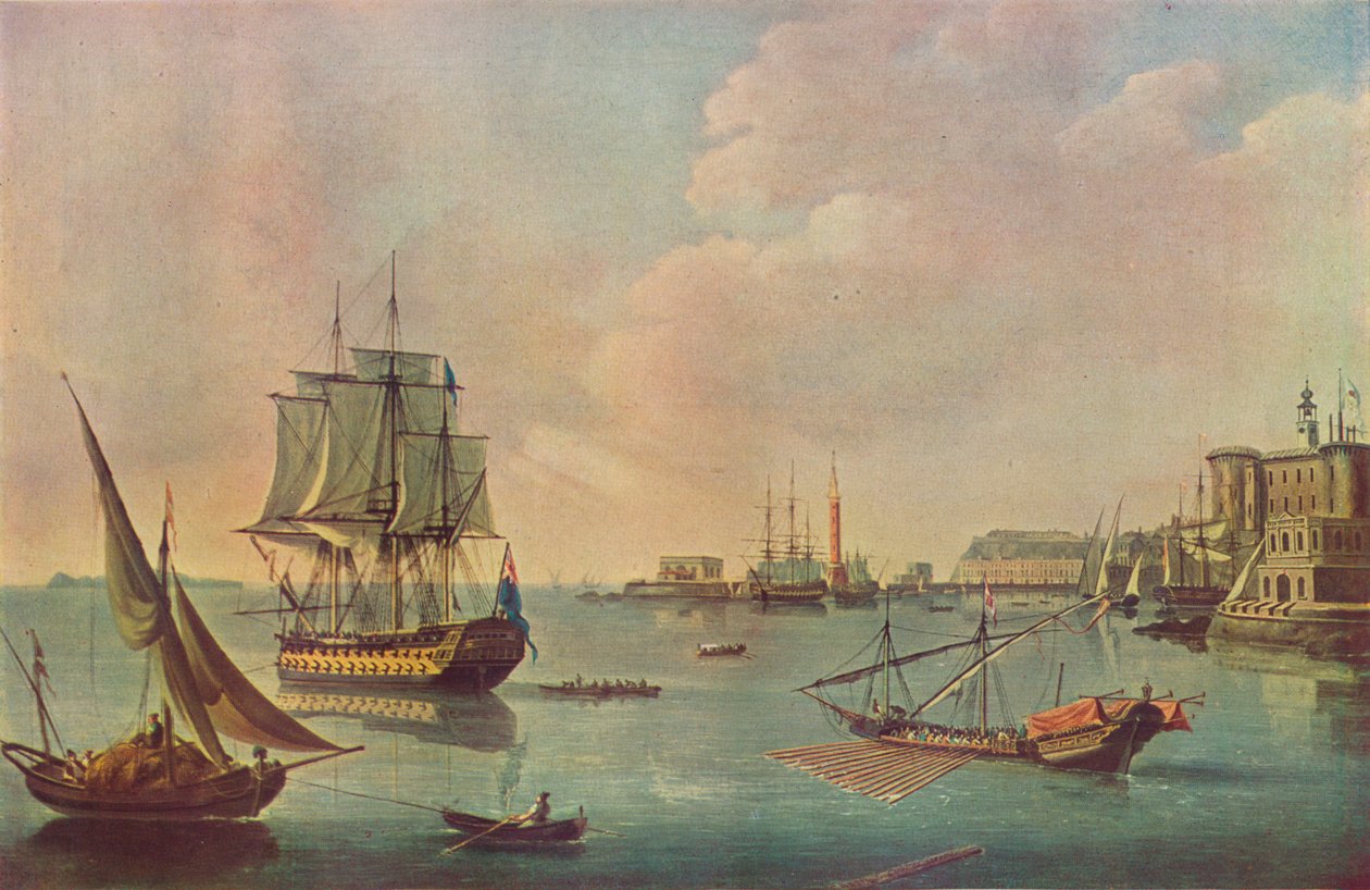 Englische Kriegsschiffe im Hafen von Malta, ca. 1805 von John Thomas Serres