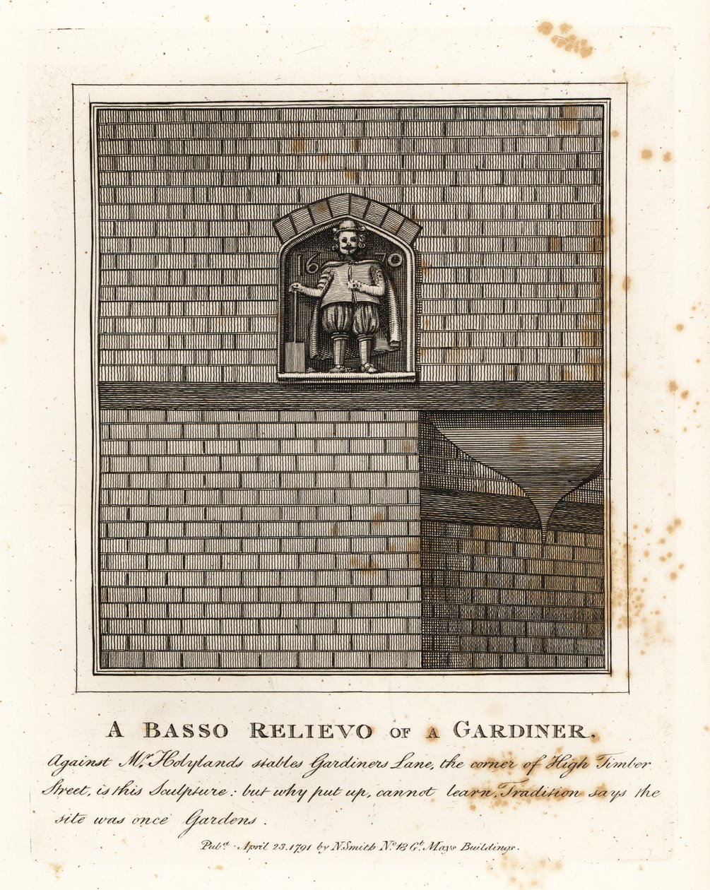 Basrelief eines Gärtners an der Wand von Mr von John Thomas Smith