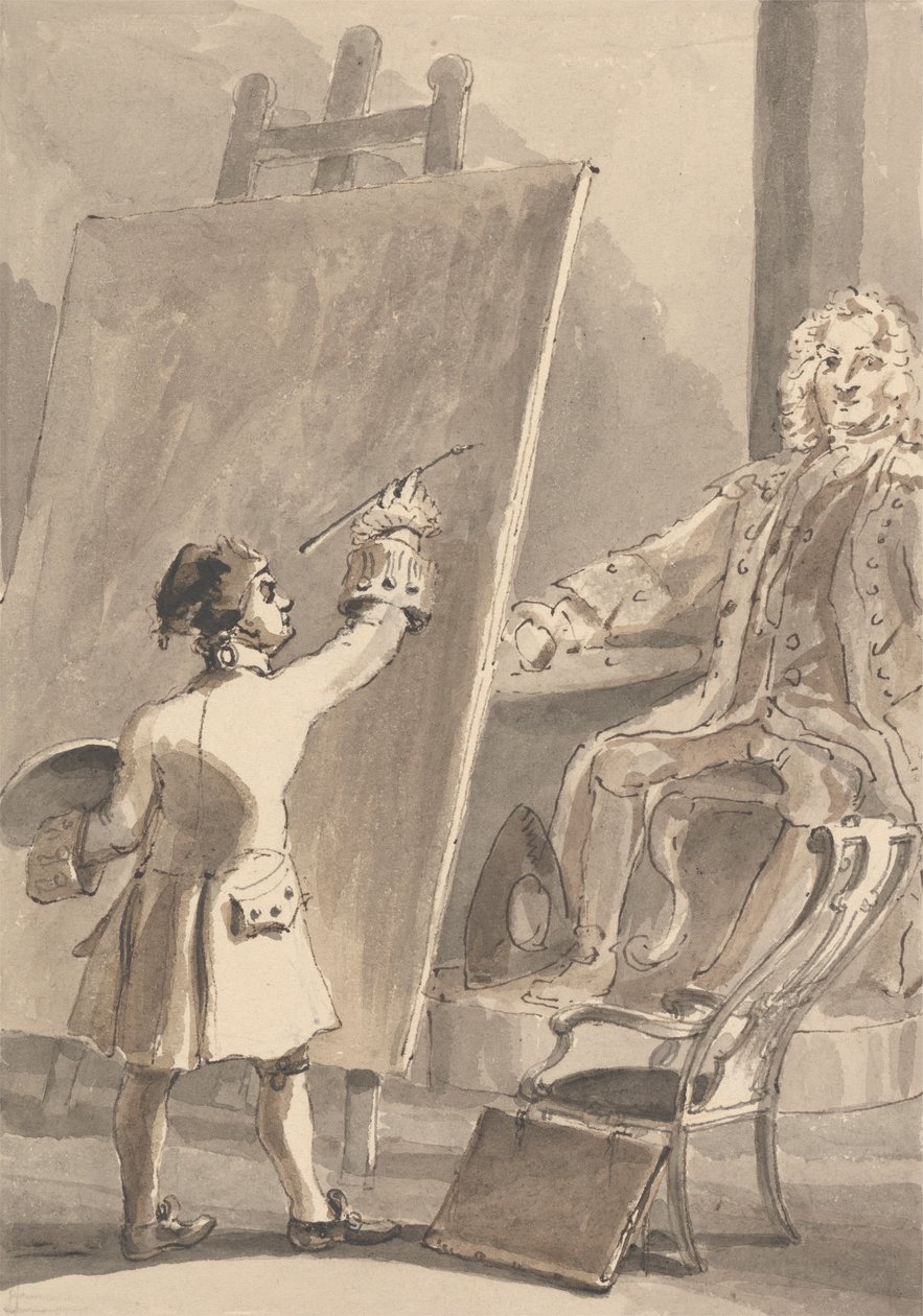Hogarth malt sein Bild von Captain Coram für das Findelhaus von John Thomas Smith