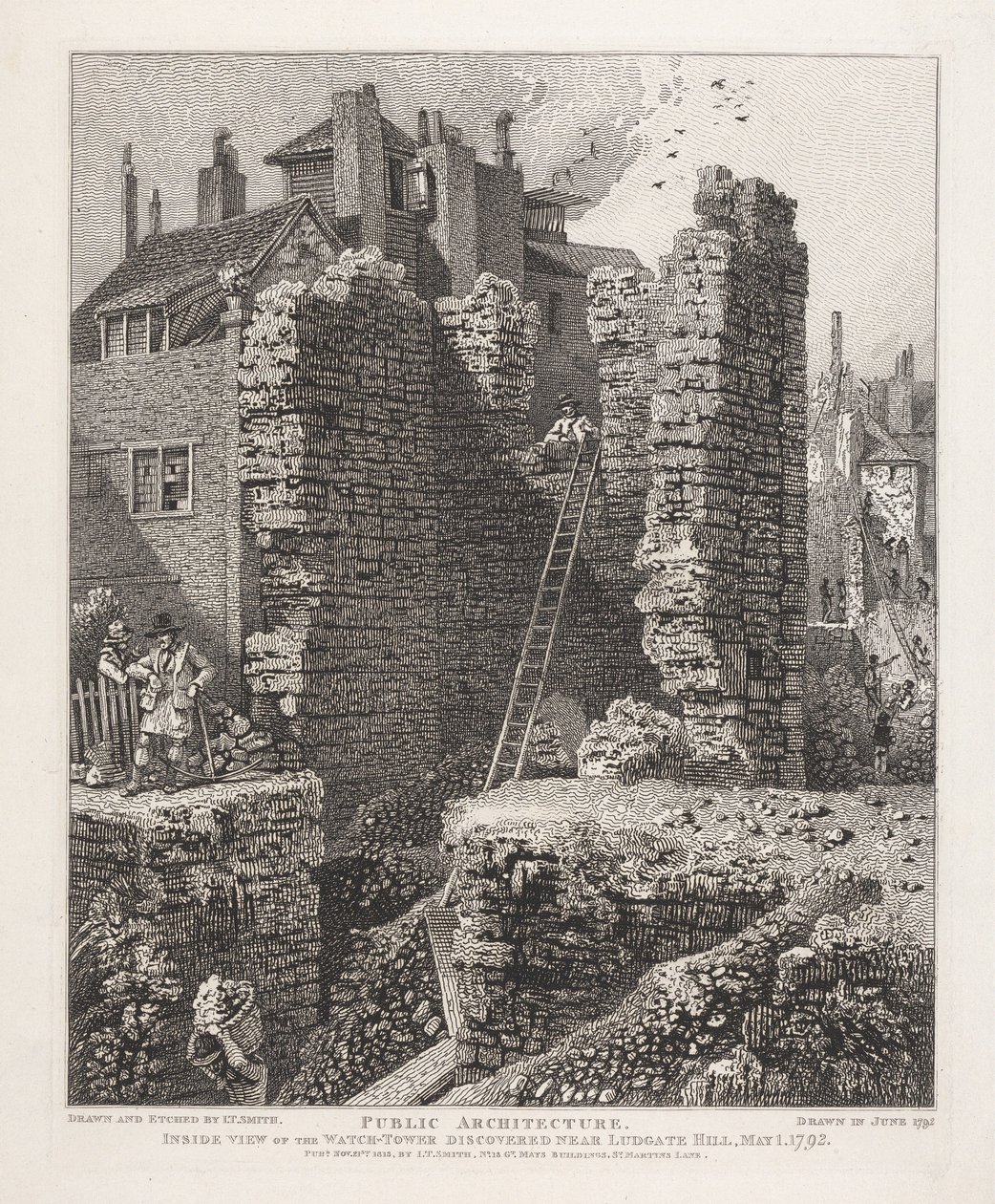 Innenansicht des Wachturms, entdeckt nahe Ludgate Hill, 1. Mai 1792 von John Thomas Smith