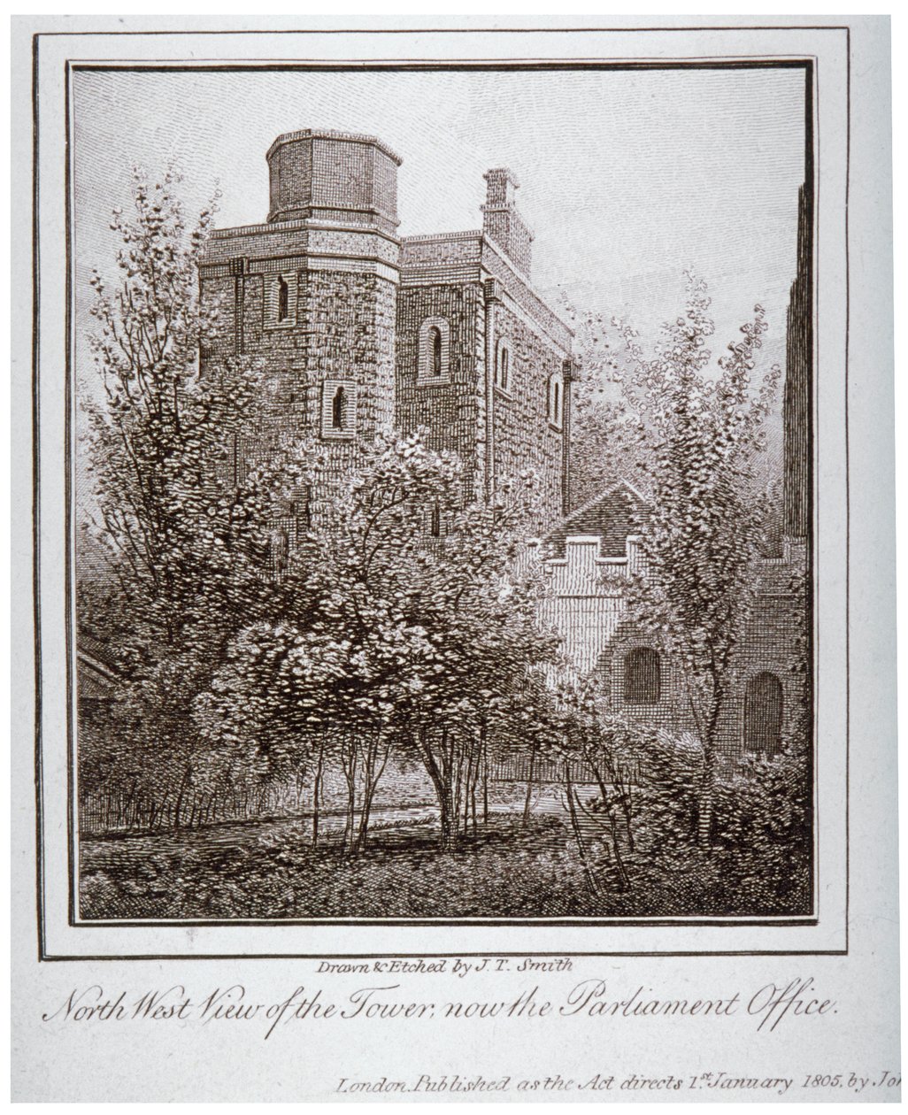Nordwestansicht des Jewel Tower, Old Palace Yard, Westminster, London von John Thomas Smith