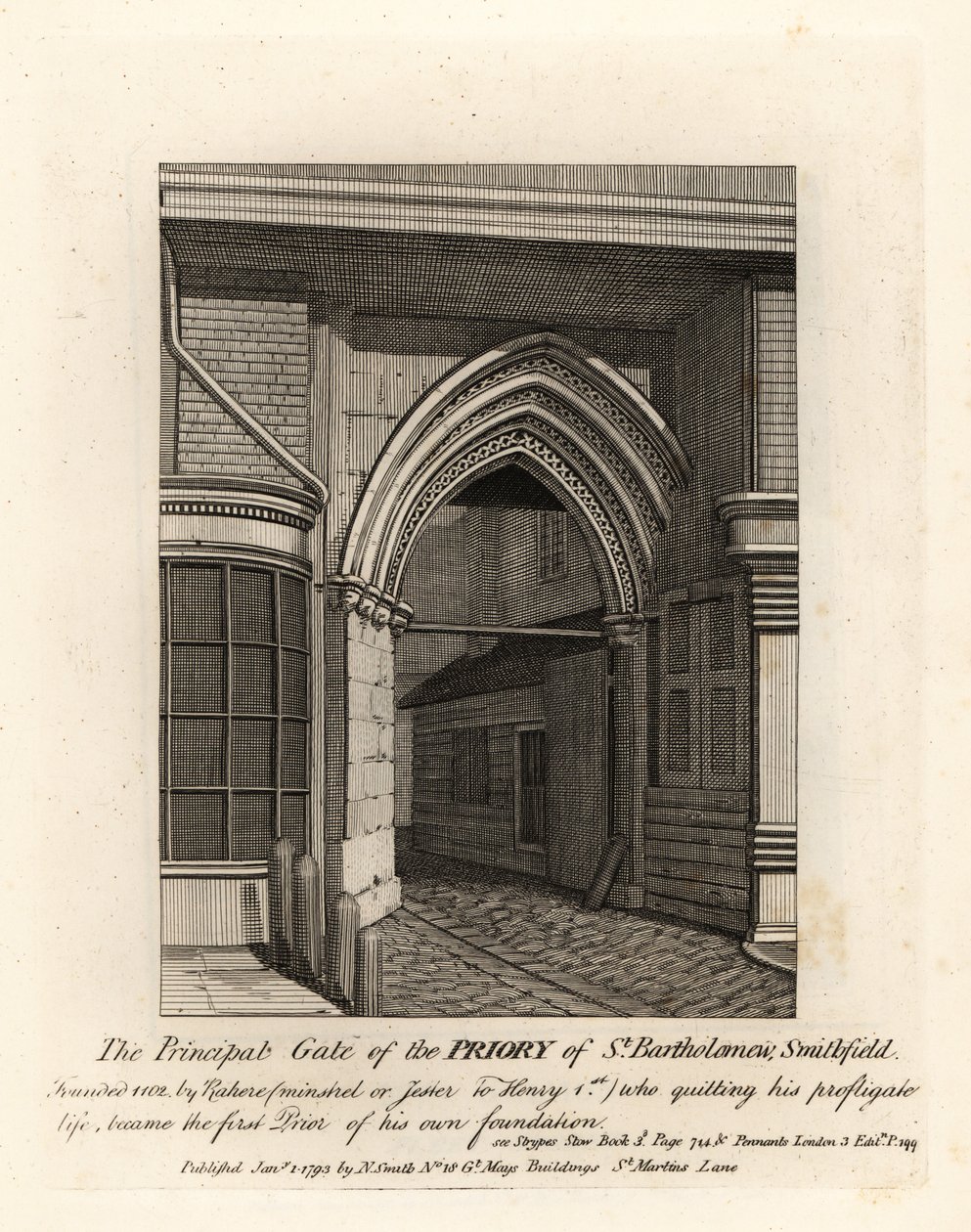 Das Haupttor des Priorats von St Bartholomew, Smithfield von John Thomas Smith