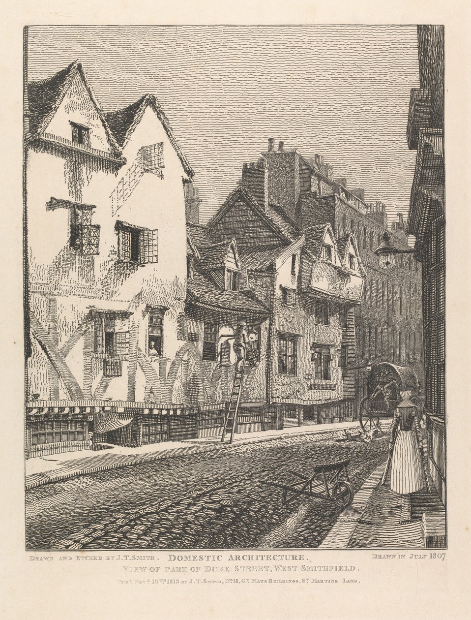 Ansicht eines Teils der Duke Street, West Smithfield von John Thomas Smith