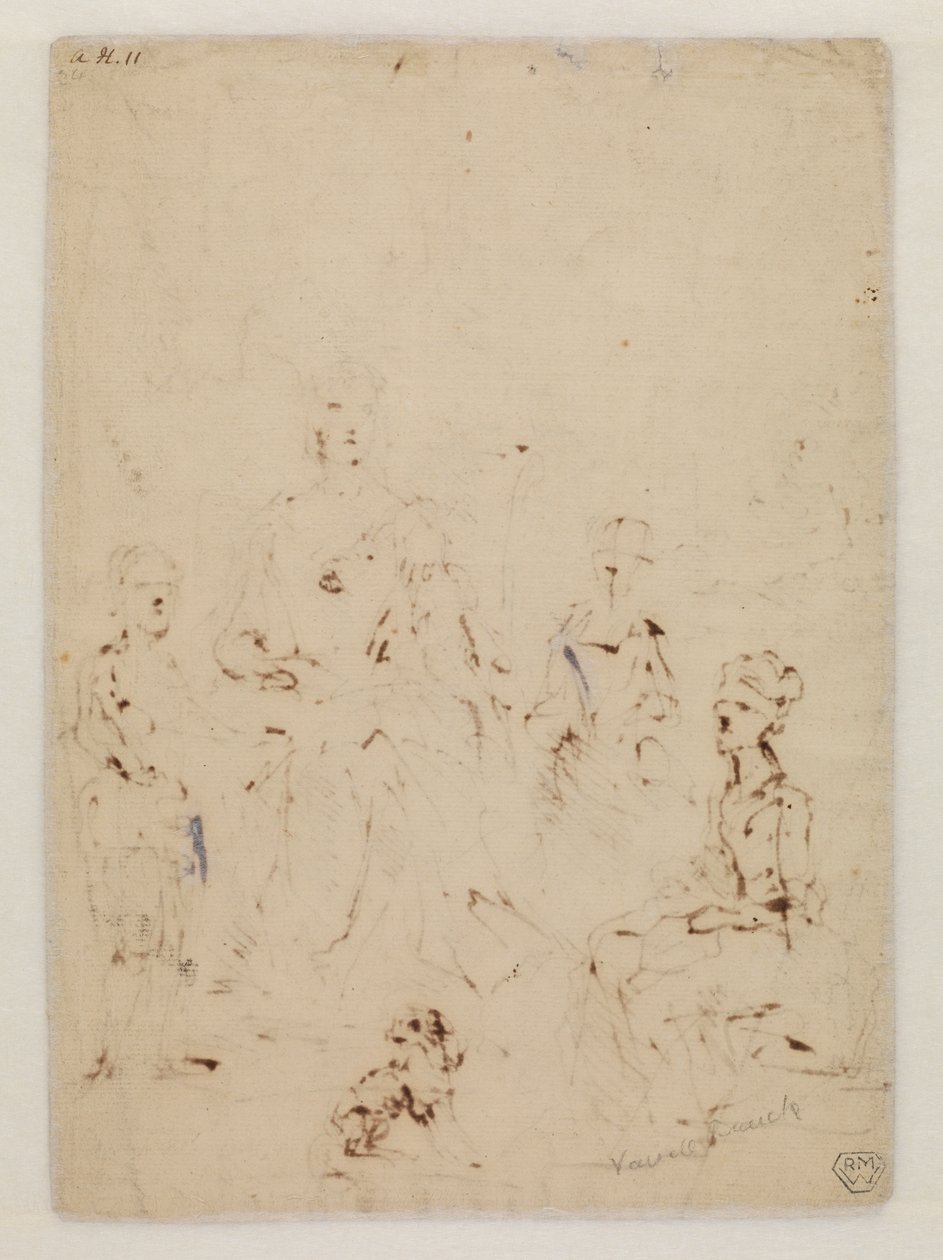Skizze für eine Familienporträtgruppe, verso von John Vanderbank