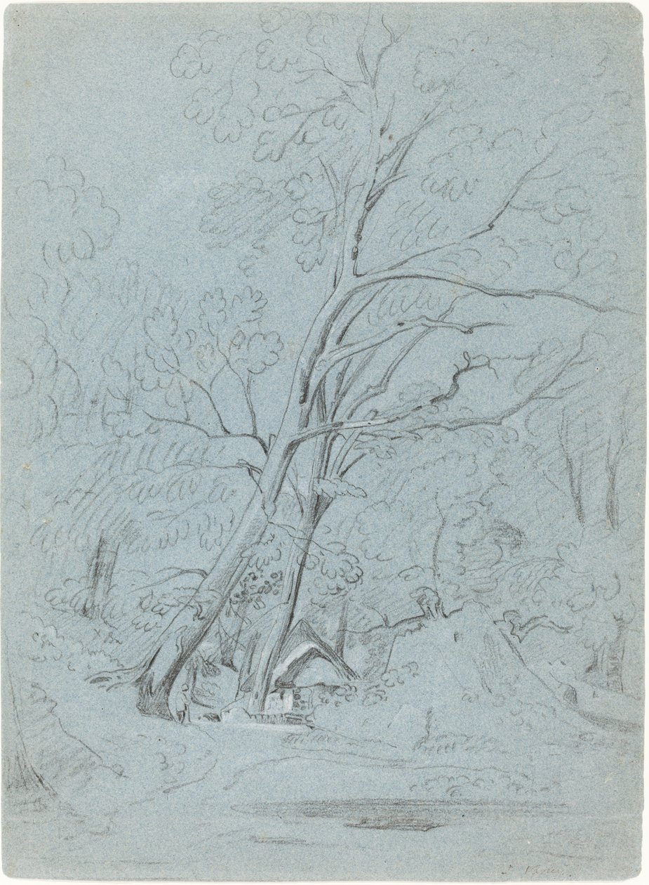 Ein Cottage an einem Weg von John Varley