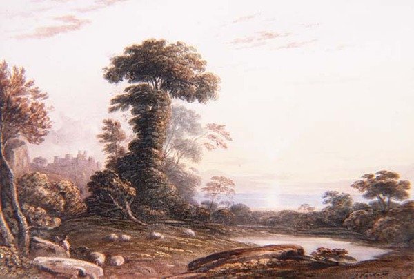 Sonnenuntergang am Harlech Castle von John Varley