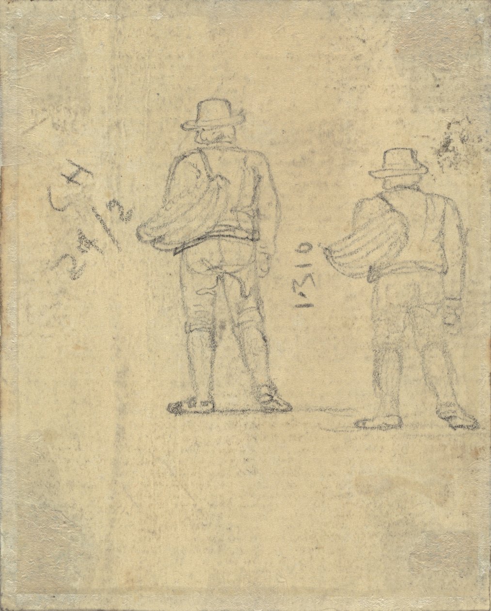 Zwei Studien einer Figur mit einem Korb (verso) von John Varley