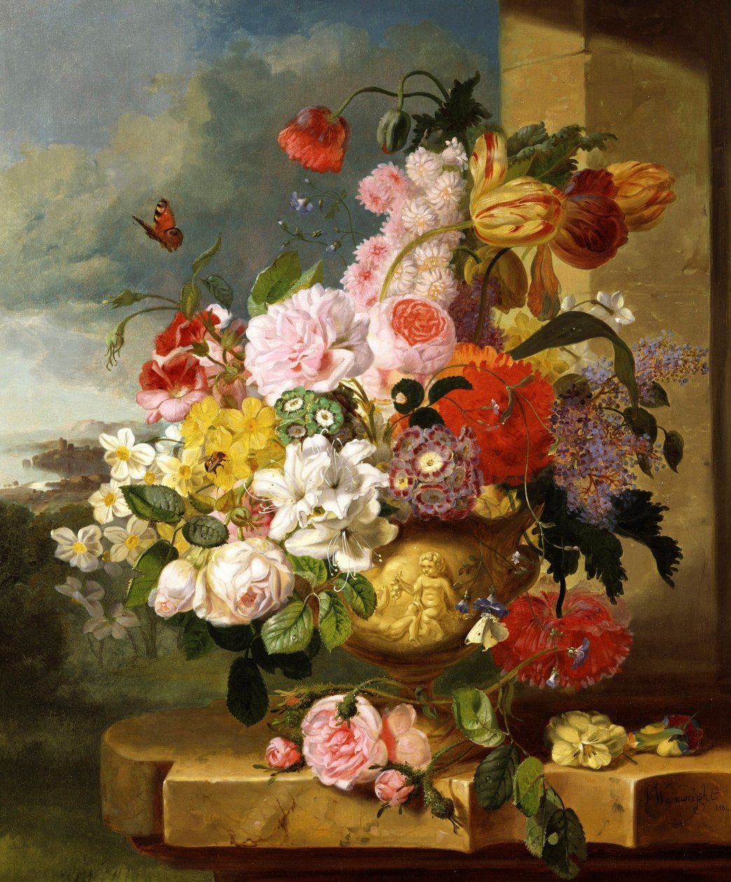 Stillleben mit Blumen in einer Vase von John Wainewright