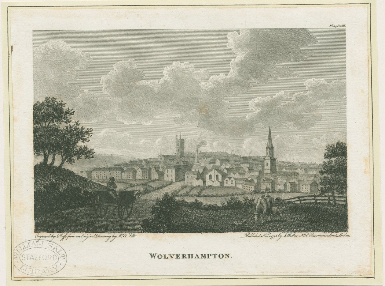 Wolverhampton - Südwestansicht: Gravur, undatiert [ca. 1796] von John Walker