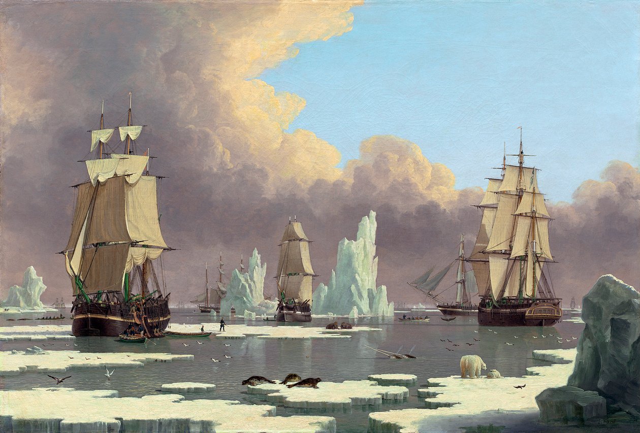 Die Nordwalfischerei: Der Schwan und Isabella, um 1840 von John Ward of Hull