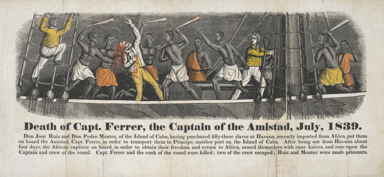 Tod von Kapitän Ferrer, dem Kapitän der Amistad, Juli 1839 von John Warner Barber
