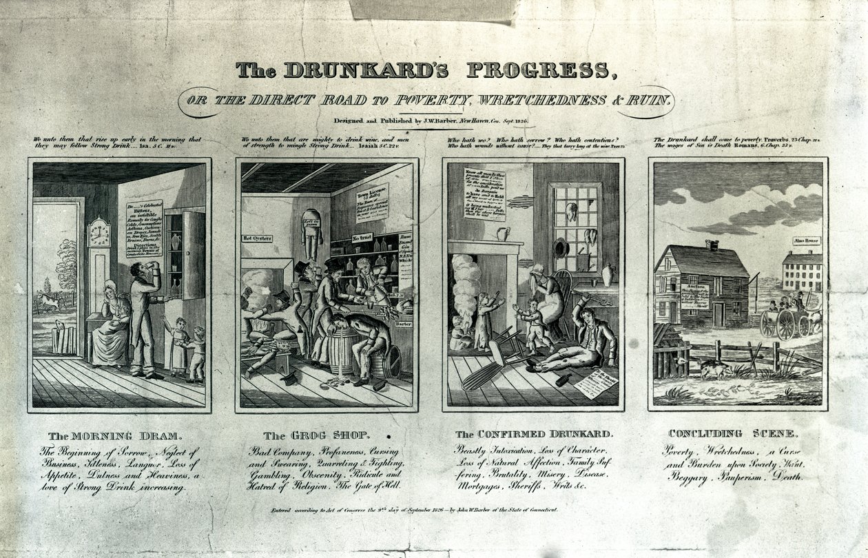 Der Fortschritt des Trinkers, 1826 von John Warner Barber