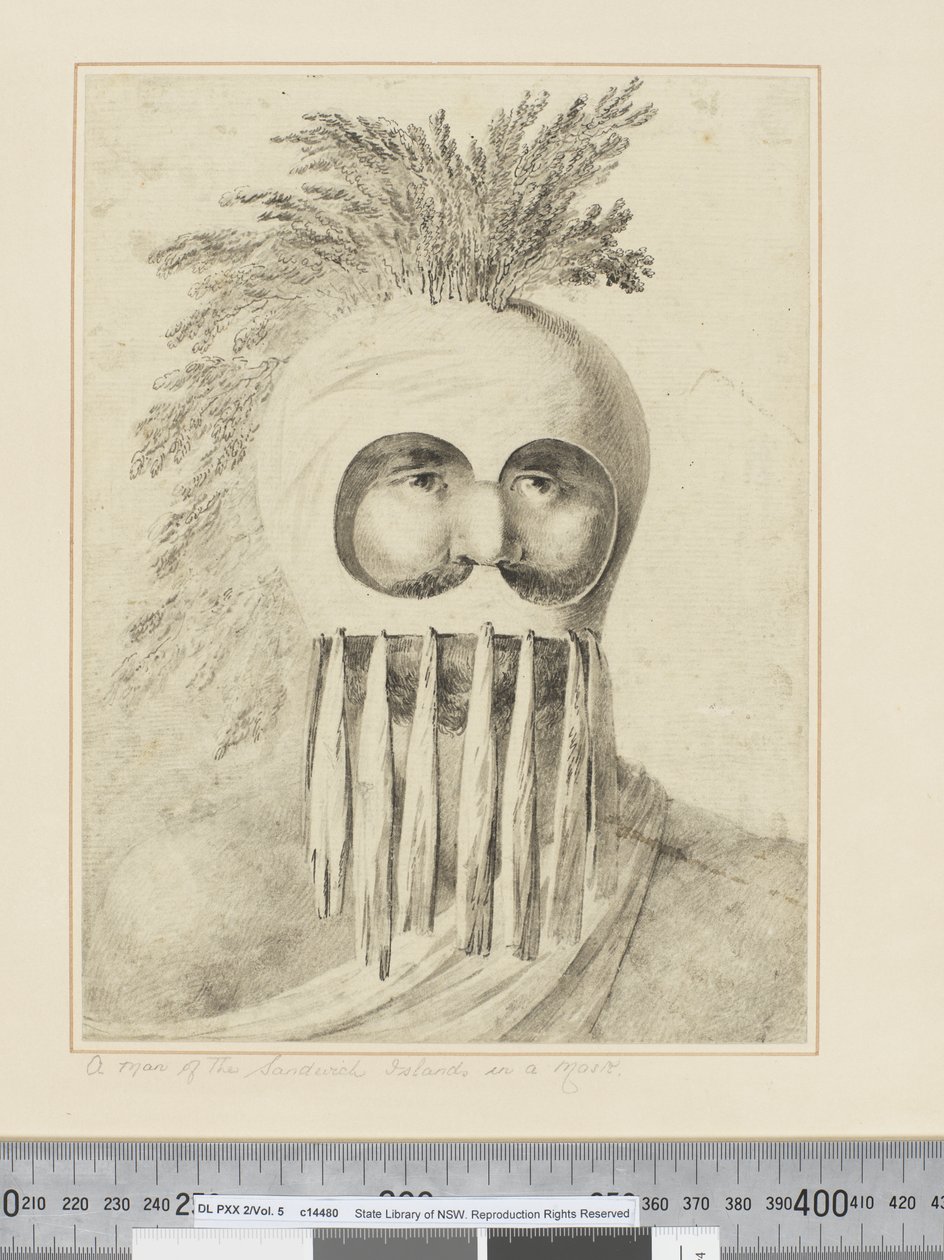 F.38 Ein Mann der Sandwichinseln in einer Maske, ca. 1773-84 von John Webber