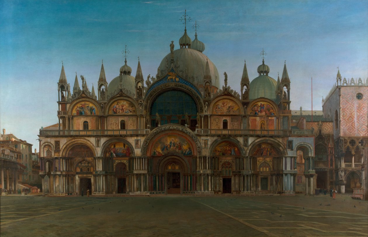 Westfassade der Basilika San Marco, Venedig, Italien von John Wharlton Bunney