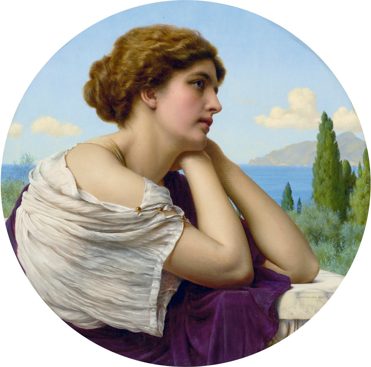 Herz auf ihren Lippen und Seele in ihren Augen von John William Godward