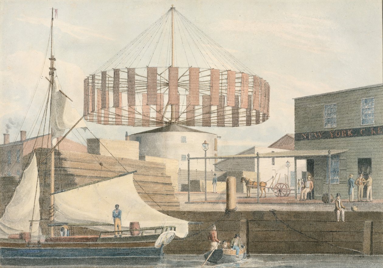 Rundmühle, King Street, New York, 1830 von John William Hill