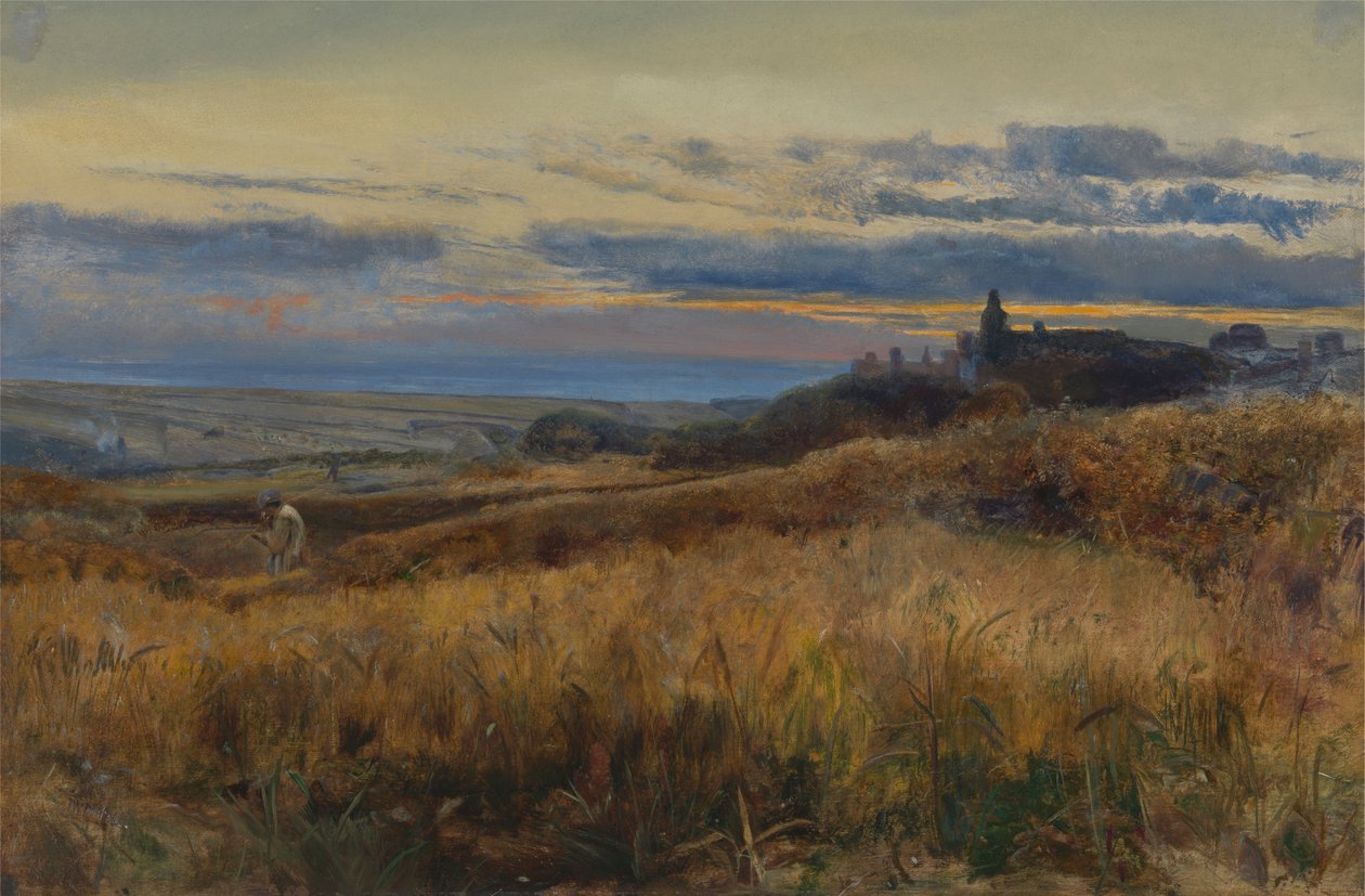 Kornfeld bei Sonnenuntergang von John William Inchbold