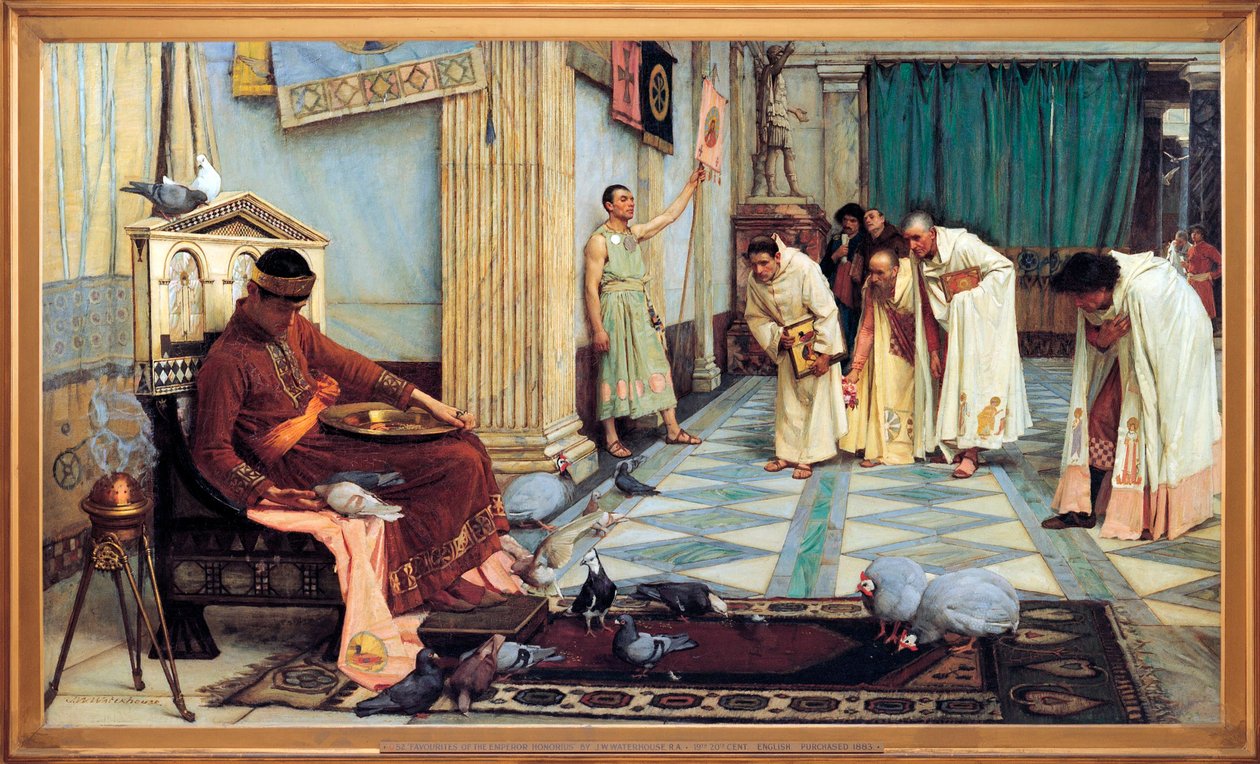 Die Favoriten des römischen Kaisers Honorius von John William Waterhouse