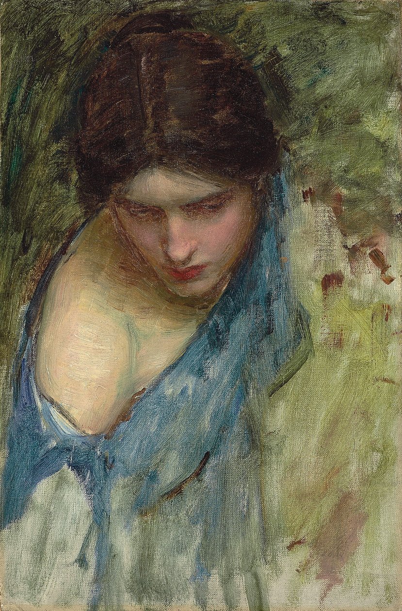 Nymphen finden den Kopf des Orpheus: eine Skizze der Nymphe links von John William Waterhouse