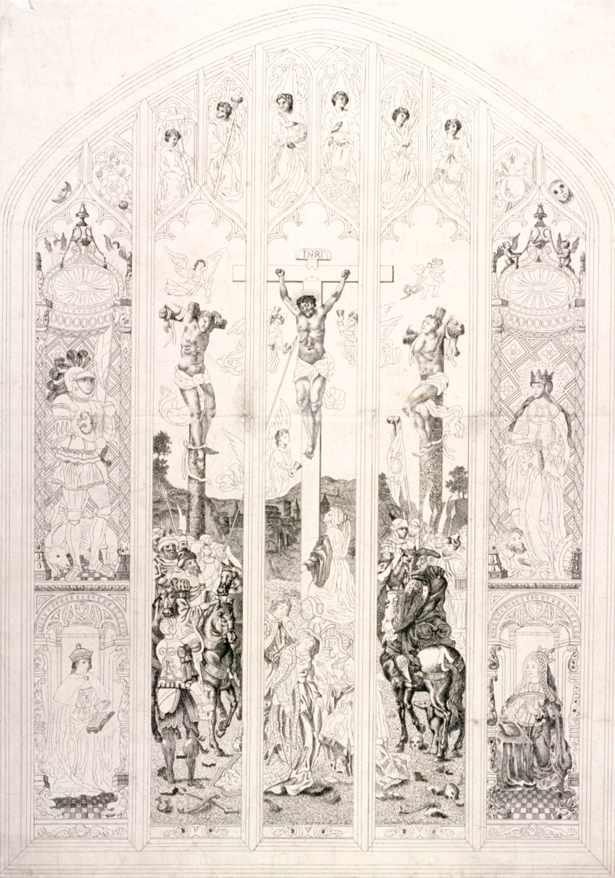 Ostfenster in St Margaret, Westminster, Darstellung der Kreuzigung, London, 1787 von John Wright