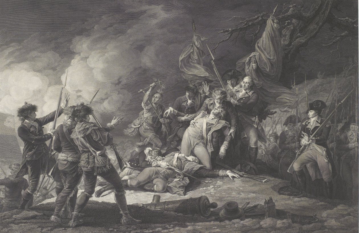 Der Tod von General Montgomery beim Angriff auf Quebec, Dezember 1775, 1798 von John after Trumbull