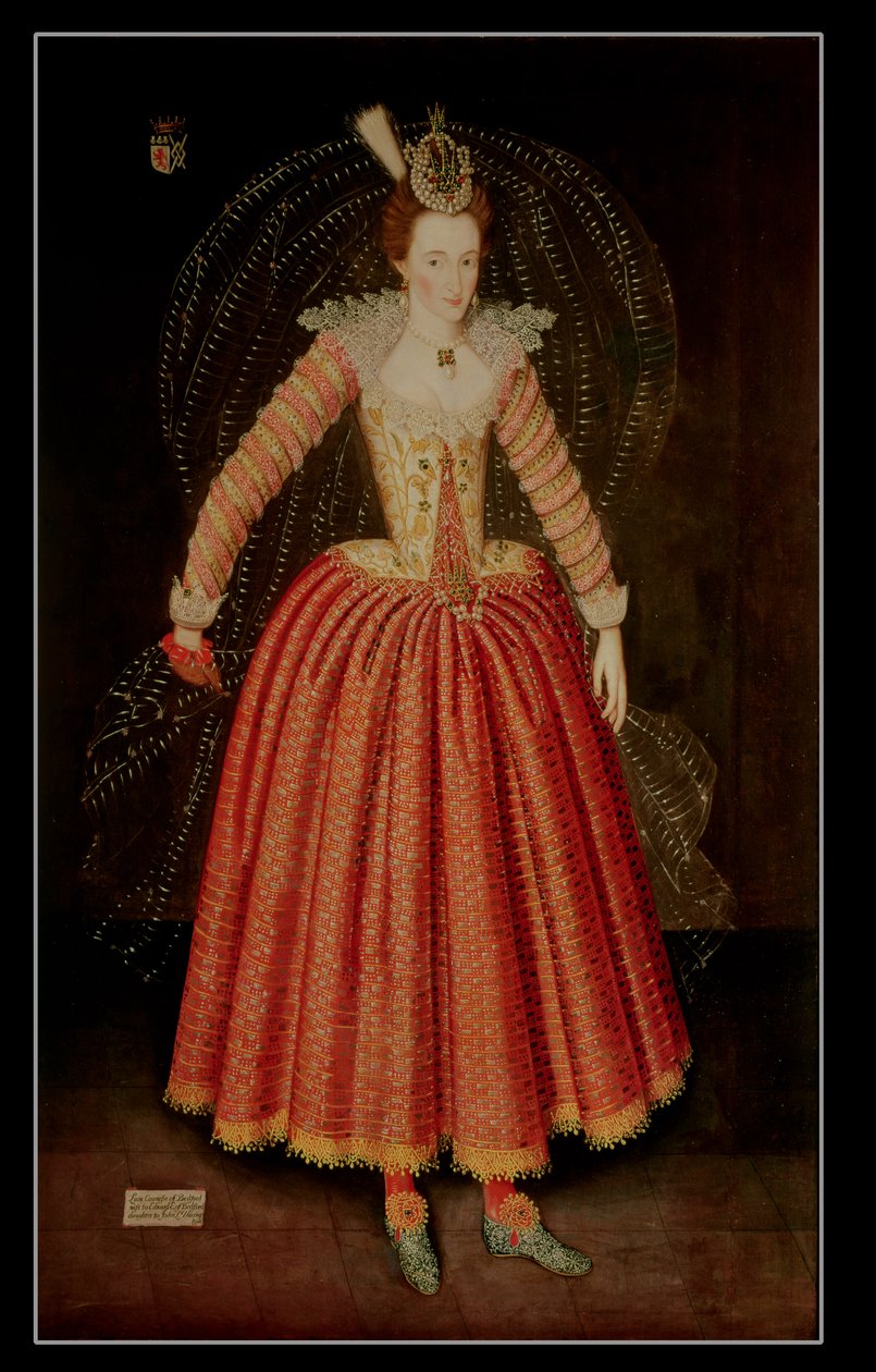 Lucy Harrington, Gräfin von Bedford, in einem Maskenkostüm entworfen von Inigo Jones, 1606 von John de Critz