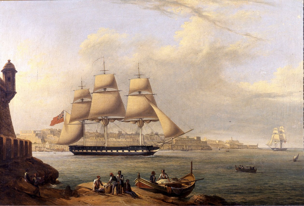 Verlassen des Grand Harbour von Giovanni Schranz 19. Jahrhundert von John or Giovanni Schranz