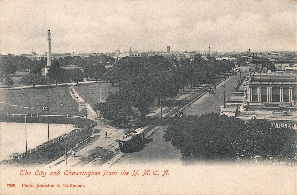 Die Stadt und Chowringhee vom YMCA, frühes 20. Jahrhundert. von Johnston and Hoffmann
