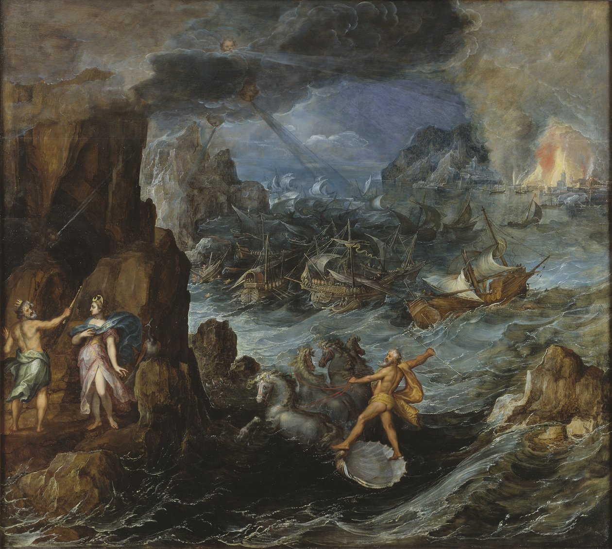 Schiffbruch der griechischen Flotte auf der Heimreise von Troja, ca. 1585-90 von Joos or Josse de Momper