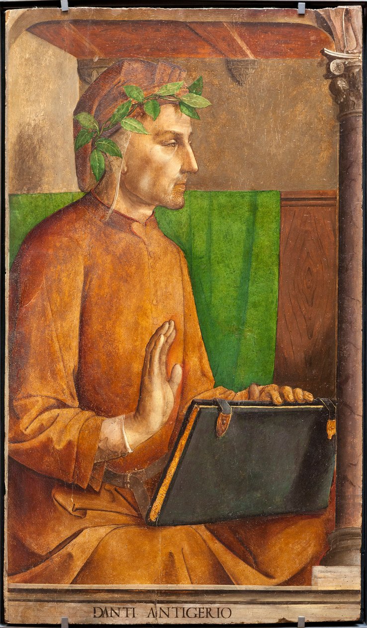 Abbild von Dante Alighieri (1265-1321), Dichter, italienischer Schriftsteller, Autor der Göttlichen Komödie von Joos van Gent (fl.1460 75)
