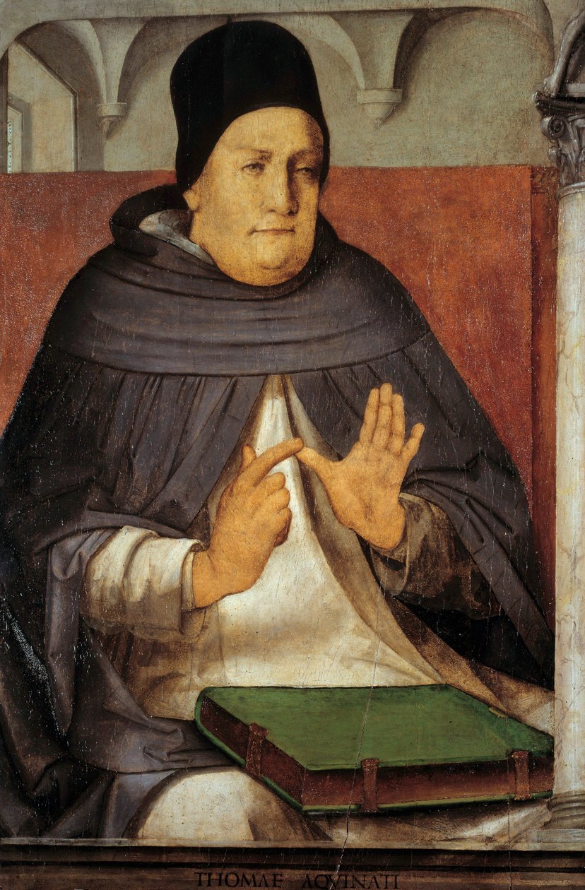 Darstellung des Heiligen Thomas von Aquin (1225-1274), Kirchenlehrer von Joos van Gent (fl.1460 75)