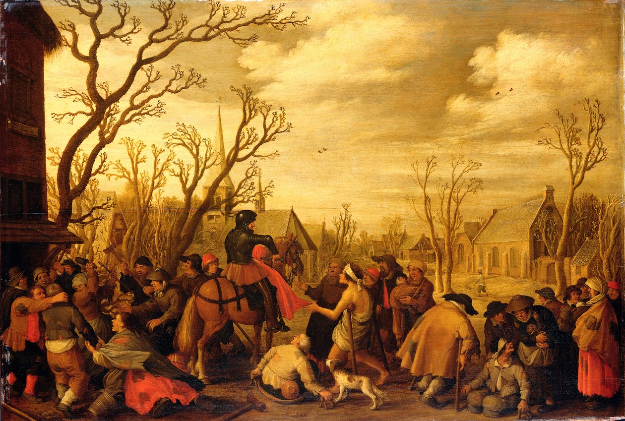 St. Martin teilt seinen Mantel mit einem Bettler von Joost Cornelisz Droochsloot