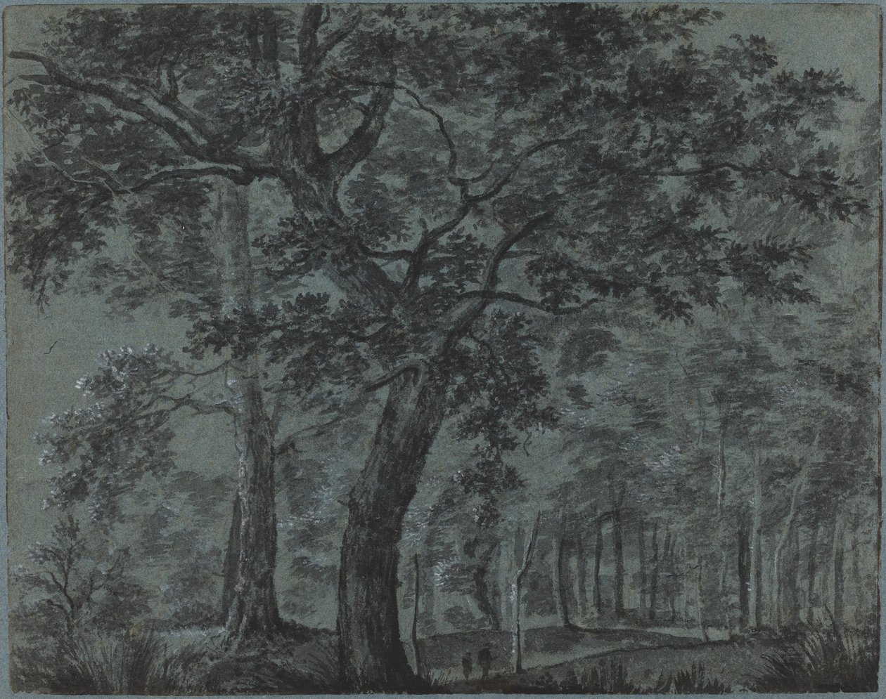 Wald bei Nacht mit Reisenden von Joris van der Haagen