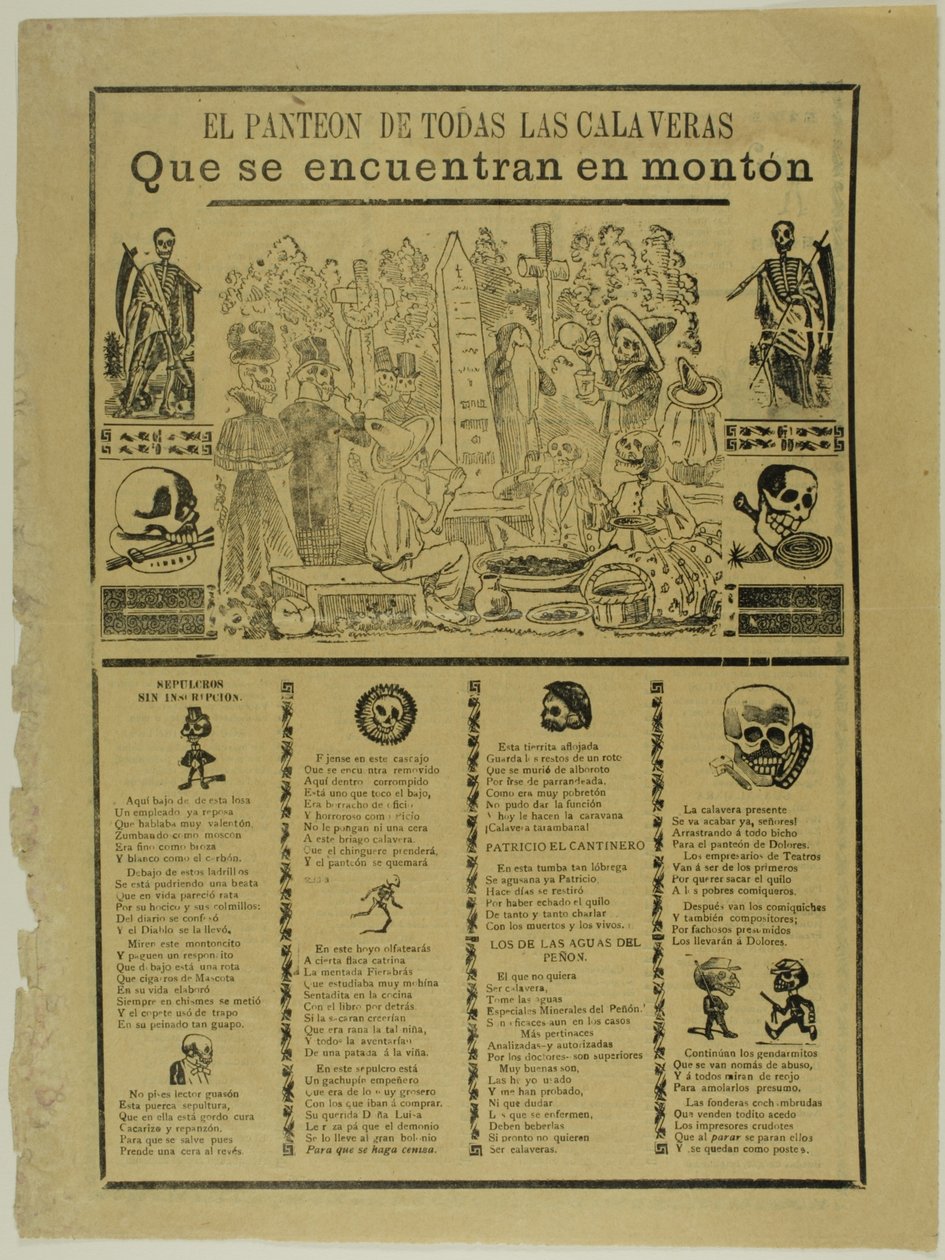 Das Mausoleum aller Calaveras, die in einem Haufen gefunden werden von José Guadalupe Posada