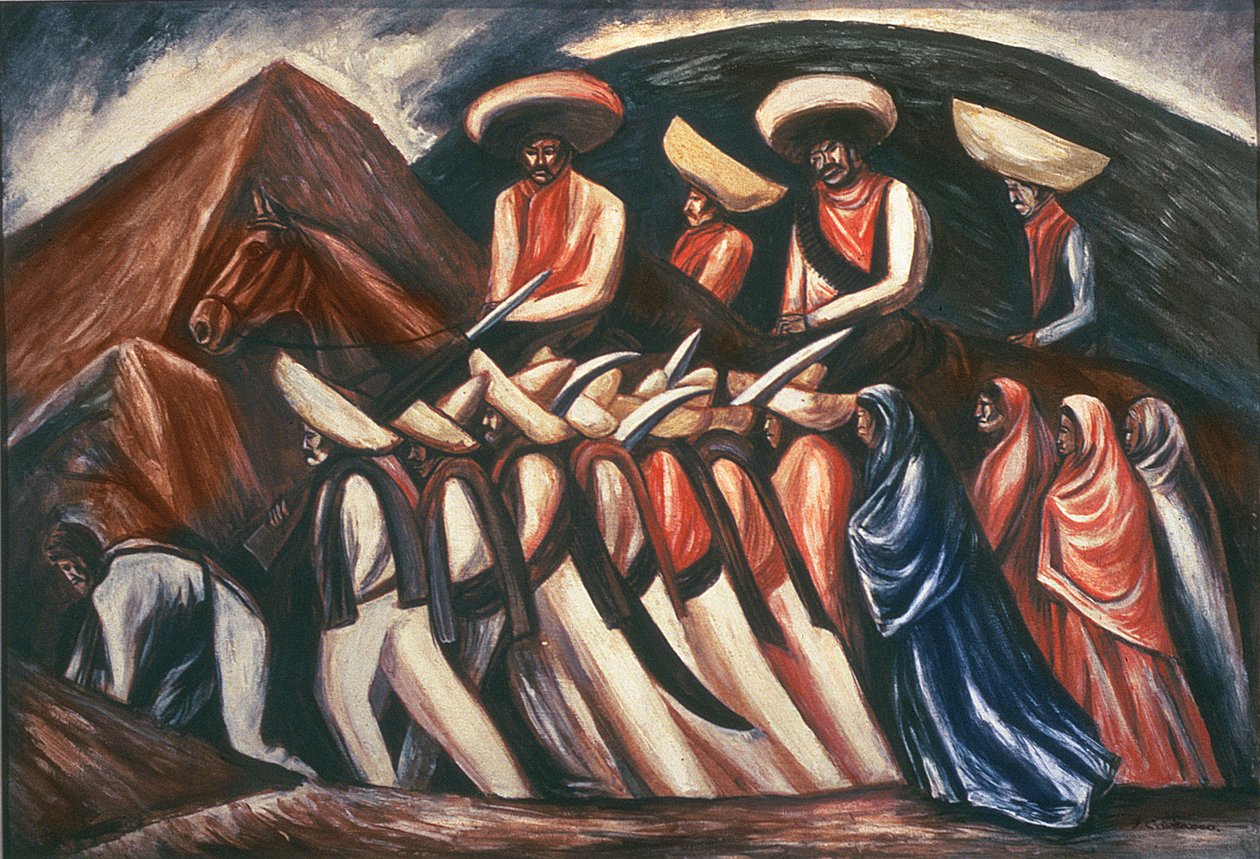 Zapatisten marschieren - geführt von Emiliano Zapata und Pancho Villa während der mexikanischen Revolution von 1911 von José Clemente Orozco