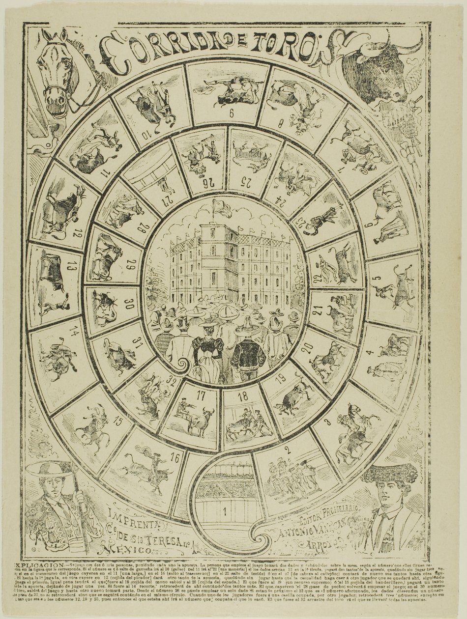 Stierkampf-Würfelspiel von José Guadalupe Posada