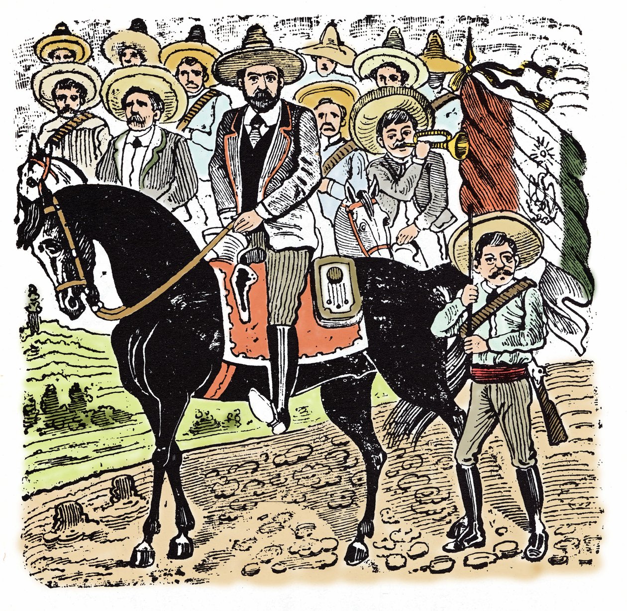Die Mexikanische Revolution (1910-1920): Porträt von Francisco Indalecio Madero (1873-1913), mexikanischer Revolutionär. Xylographie von Jose Guadalupe Posada (1852-1913) von José Guadalupe Posada